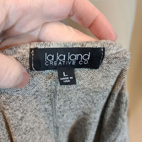 SWEATER SALE 3/$30 Lala Land Creative Marled Grey Cropped V-Neck Sweater Size L - Picture 3 of 4